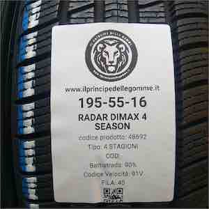 RADAR DIMAX 4 SEASON 195/55R16