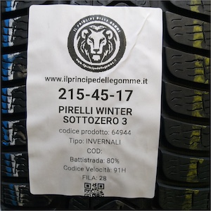 PIRELLI WINTER SOTTOZERO 3 215/45R17